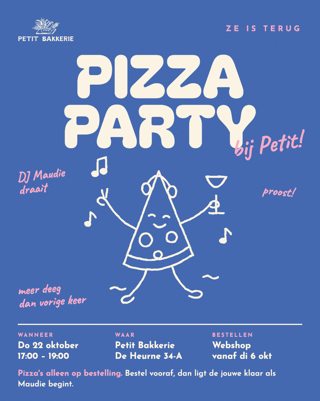 Pizzaparty donderdag 22 oktober